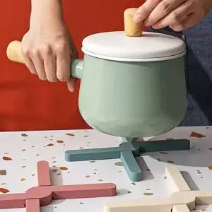 냄비받침대 실리콘 접이식 인테리어 접시 받침 그린 (WFJPVAE)