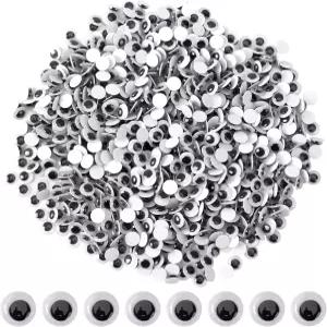 UPINS 1000피스 꿈틀거리는 눈 셀프 접착 공예 스티커 DIY 장식용 블랙 화이트 구글리 (8mm)