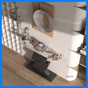 이탈리아 슬레이트 콘솔 테이블 초슬림 복도 테이블 모던 반원형 철제 테이블 라이트 럭셔리 거실 가구