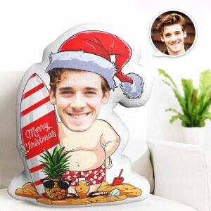 크리스마스 선물 맞춤형 얼굴 쿠션 메리 개인화된 비치 서핑 스케이트보드 미니