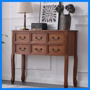 원목 아메리칸 콘솔 테이블 현관용 레트로 장식용 더블 서랍 테이블 라이트 럭셔리 거실 테이블 가정용 Z H