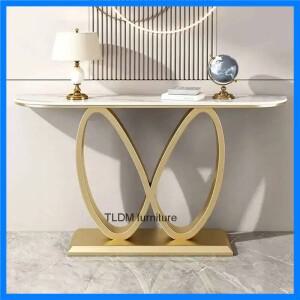 럭셔리 라이트 골드 아이언 콘솔 테이블 거실 가구 모던 심플 현관 테이블 반원형 엔드 뷰 테이블