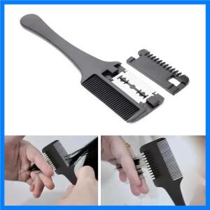 1개 휴대용 탈착식 양날 검정 손잡이 면도기 앞머리 숱가위 전문 헤어 살롱 스타일링 액세서리