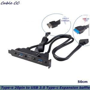 50cm USB3.1 Gen2 확장 카드 Pcie to Typec 어댑터 데스크탑 HTPC 섀시 하프 하이트 슬롯 연결 케이블
