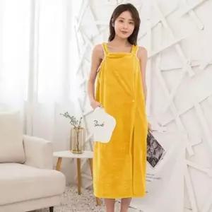 샤워가운 수영장용 원피스 수영복 가운 고급형 노란색 수영장 의류 (WFJ66FY)