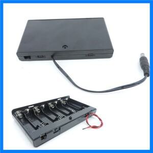 DC 플러그가 있는 거치대 보관함 케이스 플라스틱 1.5V 전원 배터리 ON/OFF 스위치 캡 와이어 포함 8X1.5V