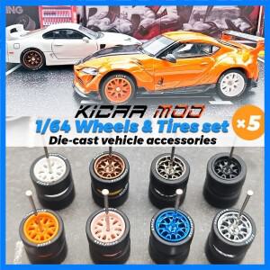 1/64 바퀴 분리형 고무 타이어 수지 모양 스포크 10.7mm 모델 자동차용 Hotwheels용 부품 재장착(5개 자동