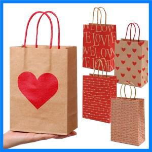 손잡이가 있는 10개 크래프트 종이 선물 가방 대용량 보관 발렌타인 데이 스타일 축제 용품 웨딩 러브 프린