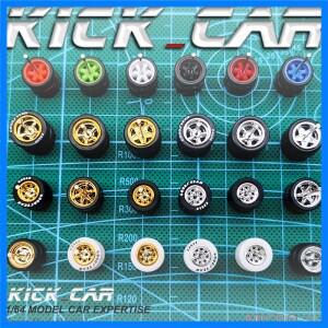 1/64 고무 타이어가있는 모델 자동차 바퀴 1 Set(4pcs) ABS 기본 수정 부품 Hotwheels Tomica Mini GT 용