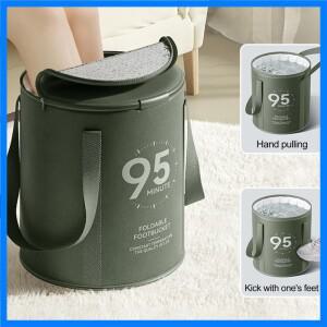 휴대용 접이식 발 목욕 욕조 방수 PVC 절연 발 목욕 가방 여행용 발 스파 발 목욕 버킷 37cm