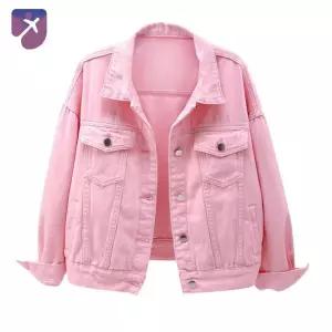 연보라 외출 캐주얼 핑크데님자켓 데님자켓 오버핏