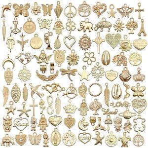 아와파니 100피스 주얼리 만들기 매력 펜던트 팔찌 벌크 로트 목걸이 귀걸이 열쇠고리 매력 구슬 DIY 키트 트렌디한 공예품