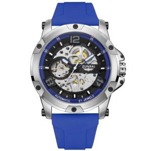 ZUNPAI 남성용 자동 시계 기계적 움직임 투명 골격 투어빌론 자가 와인딩 46mm 대형 다이얼 남성 스포츠 고무 밴드 실리콘 스트랩 방수