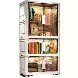 모듈 캐비닛 옷장 플라스틱 수납장 투명 접이식상자1개 간이