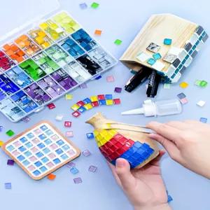 미니 타일 공예 방과후수업 투명 글리터 스티커 혼합컬러