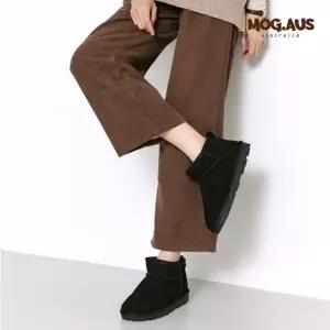 [모그어스] 레더 퍼 미니 부츠 블랙 MGKFB505