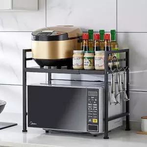 넓이조절 전자레인지 선반 밥솥 오븐 거치대 전자렌지 렉 수납장 2단