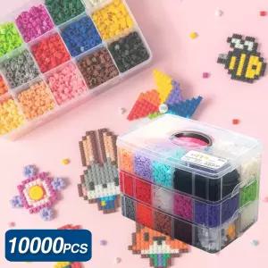 민화샵 디폼블럭 대용량 24색 10000pcs 세트 8mm 칼라 만들기 조립 도안책 정리케이스