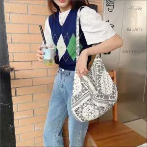 [라일리] Rly 여성 페이즐리패턴 숄더백 겸 크로스백 캔버스백