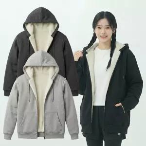 [화이트빌딩]여성 양털 안감 후드집업 겨울 보온 데일리 캐주얼 아우터