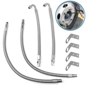 VOURTM 밸브 스템 익스텐션, 듀얼 타이어 (17.8cm(7인치), 유연한 익스텐더 4개, 트레일러 자동차 휠용 연장 30.5cm(12인치)) RV 스틸 스테인리스 차량용 브레이드 모터홈 이중 팽창 트럭