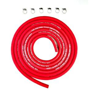 15피트 연료 라인 호스 5AN 8mm 5/16인치 시스템 엔진용 고압 280Mpa 400PSI 튜브 다양한 크기 옵션, 구현 표준: EN854, 빨간색(연결 클램프)