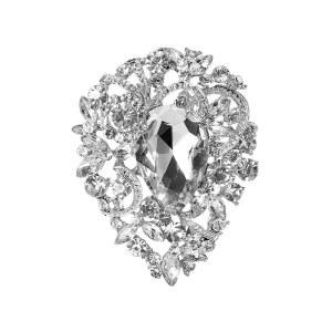 여성용 프리미엄 라인스톤 브로치 핀 큰 크리스탈 타원형 라펠 스파클링 레드 / 퍼플 그린 골드 실버 블랙 블루 웨딩 신부 들러리 드레스 주얼리