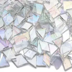 라냐니 이리데센트 모자이크 타일 200개 공예용 벌크 스테인드글라스 4가지 모양 모음 투명