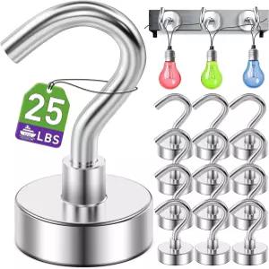 MUKFIRM 12 팩 자석 크루즈 객실용 마그네틱 후크 헤비 듀티 필수품 선박 벽용 금속 크리스마스 조명
