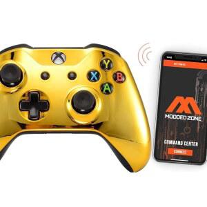 Xbox One S/X 및 PC용 MODEDZONE 맞춤형 MODED 무선 컨트롤러 - 독특한 스마트 모드 포함 1인칭 슈팅 게임에 가장 적합 미국 전문가들이 디자인으로 수작업으로 제작 골드