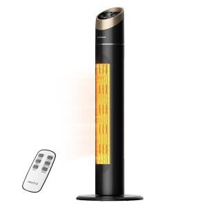 스페이스 히터, 리모컨이 있는 대형 객실용 34인치 12시간 타이머가 1500W 타워 70 진동, 조절 가능한 온도 조절기, 과열 및 팁오버 보호, 실내 사용, 블랙