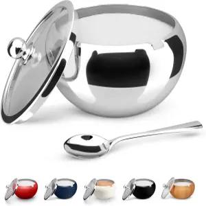 뚜껑포함 KooK 설탕 그릇 용기 소금 커피용 2컵 식기세척기 사용가능 스테인리스 스틸 16온스 보관 가능