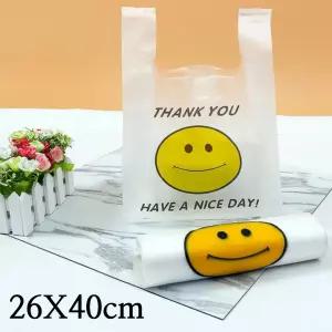 26X40 포장용 중형 손잡이 투명 비닐봉투 100매 대량 음식점 쇼핑 무인매장 식당