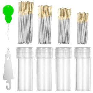 120피스 크로스 스티치 바늘 22, 24, 26, 28 게이지 골든 스테인리스 스틸 대형 안침 자수 손봉틀 2개 포함 클리어 박스