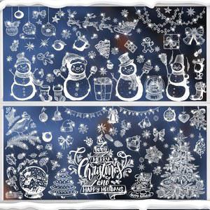 9장 반짝이는 크리스마스 창문 장식 - 재사용 가능한 흰색 눈사람 진저브레드 벨 스티커 | 창문, 유리문, 거울에 완벽 메리 겨울 원더랜드 홈 데코