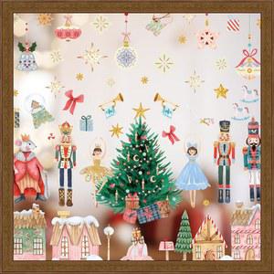 APROPICT 호두까기 인형 크리스마스 창문 장식용 스티커, 파티 사무실 교실용 겨울 홀리데이 재사용 가능한 양면 인쇄, 핑크