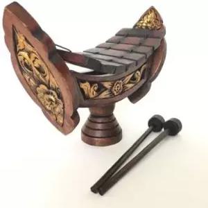 타이 티크 우드 전통 나무 실로폰 8마디 노트 11인치. 마림바 골드 브라운.