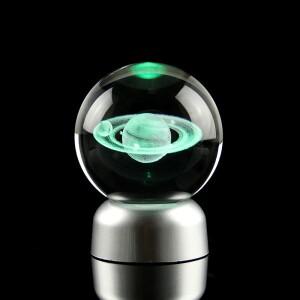 8cm 3D 토성 크리스탈 구체 장식 볼 레이저 각인 행성 모형 글로벌 홈 데코레이션 천문학 애호가 수집