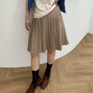 A라인 혀리밴딩  미디 주름스커트