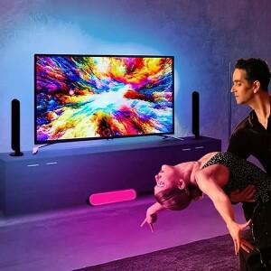 리모컨 포함 스마트 LED 조명 방 게임용 TV 및 파티 장식 동기화 음악 RGB 책상 램프 1/2 팩