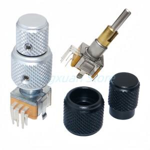 1pc EC11EBB24C03 듀얼 샤프트 축 인코더 EC110701N2B 버튼 스위치 8 핀 30 핸들 25mm 알루미늄 합금 캡