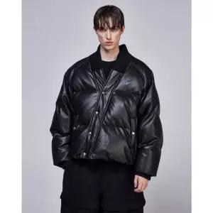 송지오 [파주점] 컬렉션 바이어스 컷 레더 구스 점퍼 SG6JP704BK