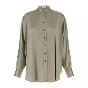 만다린 칼라 스트레치 실크 새틴 블라우스 M0C59MY906 C9125