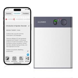[미국배송] AI 음성 녹음기 채팅PT로 텍스트를 변환하는 노트 전사기 앱 제어 68개 언어 지원 강의 회의 전화 통화 마그네틱(회색)을 위한 64GB 테이커 지원