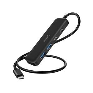 듀얼 USB C USB-A 3.0 허브: USB-C 2개 및 USBA 2개가 있는 포트 4개, 노트북, PS5, 플래시 드라이브, HDD, Xbox, 프린터, 마우스, 키보드 등을 위한 울트라 슬림 휴대용 타입 스플리터 어댑터 (60cm)