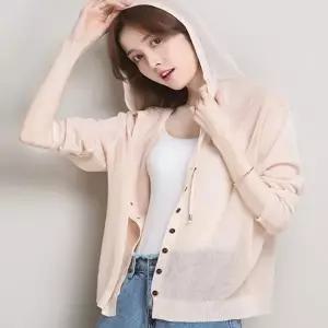 간절기 시스루 니트 후드 스타일 얇은가디건 7color (KYR-WB2170E)