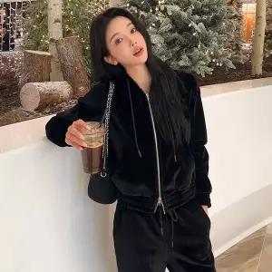 [미나그램] 큐엘 융기모 벨벳후드집업