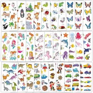 320 패턴 임시 문신 36장 방수 가짜 액세서리 동물 공룡 나비 인어 우주 스티커 파티에서 추천합니다