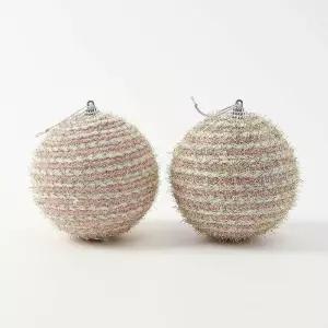 패브릭 장식볼 골드핑크 2개 10cm 따뜻한 크리스마스 트리 오너먼트 트리볼 성탄절 소품 꾸미기