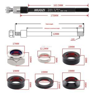 호환 MUQZI 자전거 트레이너 스루 액슬 M12 X 1.0/1.5/1.75 나사형 실내 스탠드 어댑터 사이클링 장비 액세